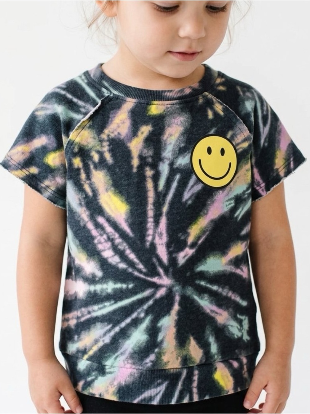 Grayson Mini Toddler Smiley Face Tie-Dye Short-Sleeve Sweatshirt
